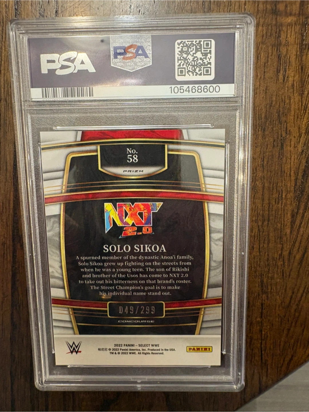 2022 Panini Select WWE Solo Sikoa PSA 10 Light Blue Prizm - photo 2