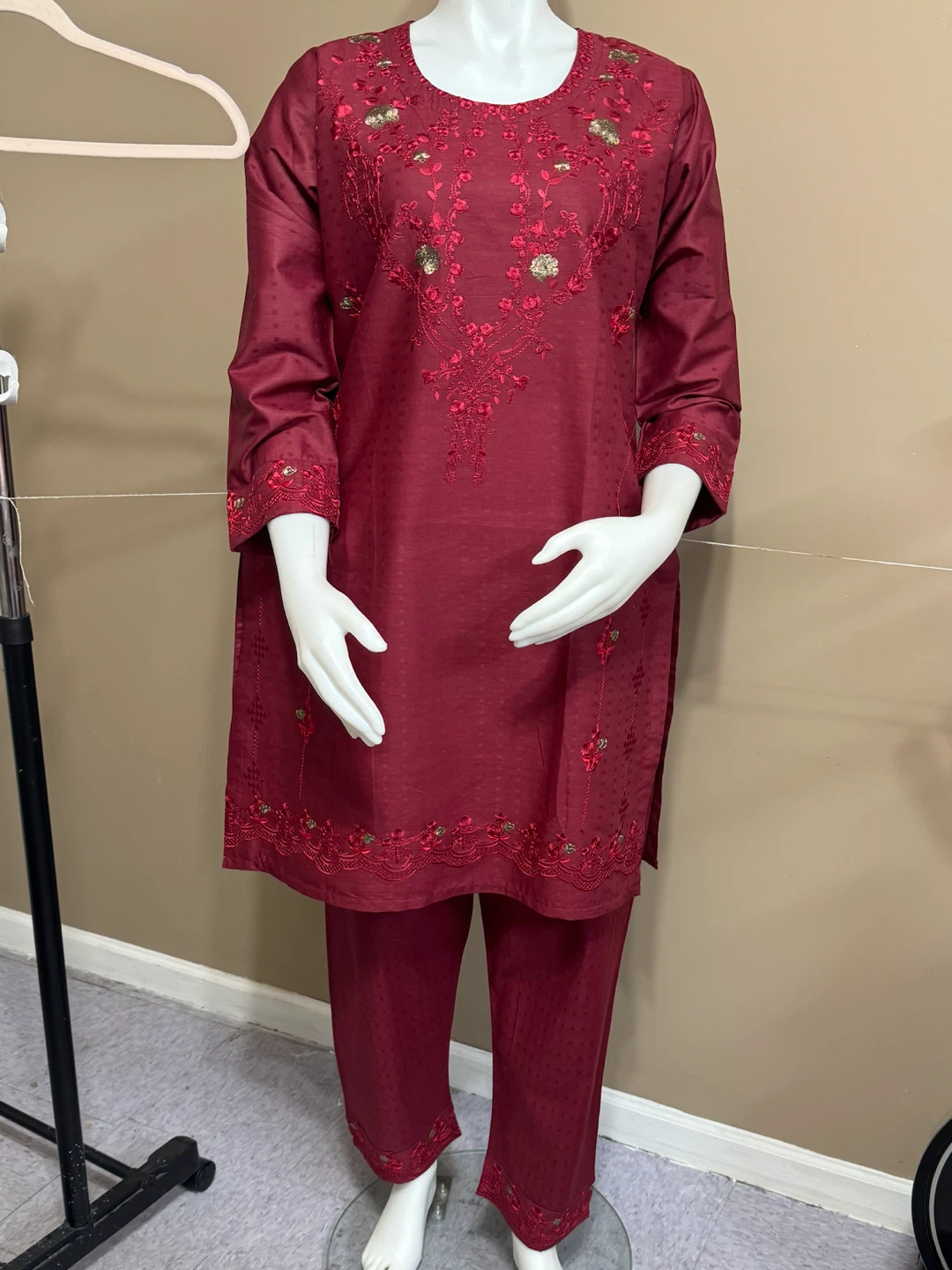 Cotton embroidered 2pc dress