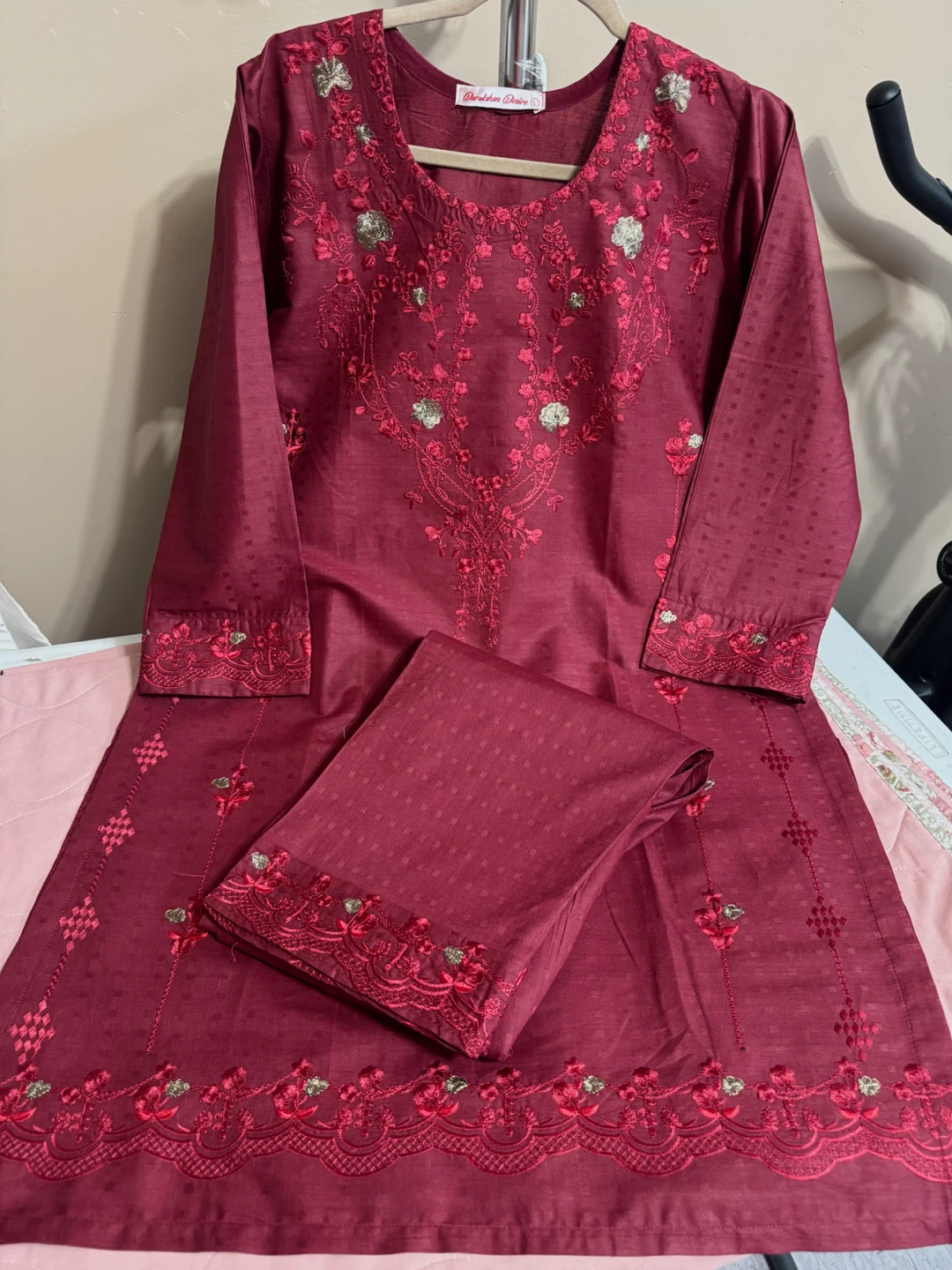Cotton embroidered 2pc dress - photo 2