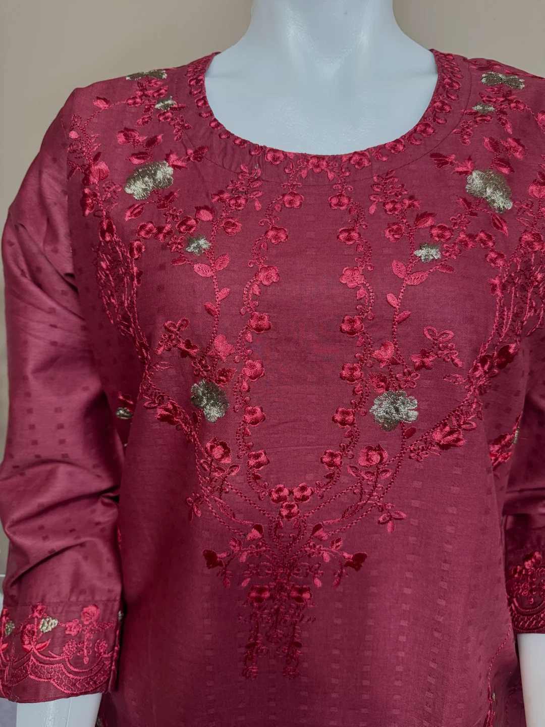 Cotton embroidered 2pc dress - photo 3