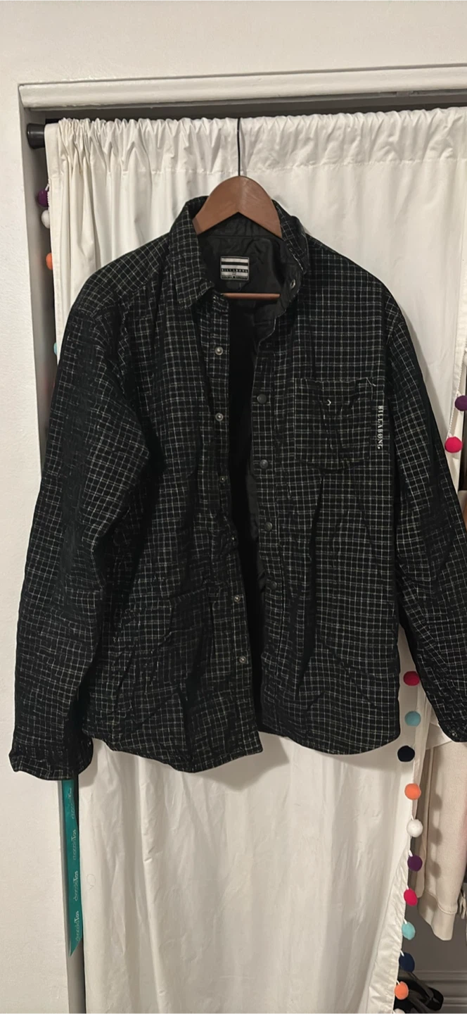 Billabong Black Plaid Quilted Jacket