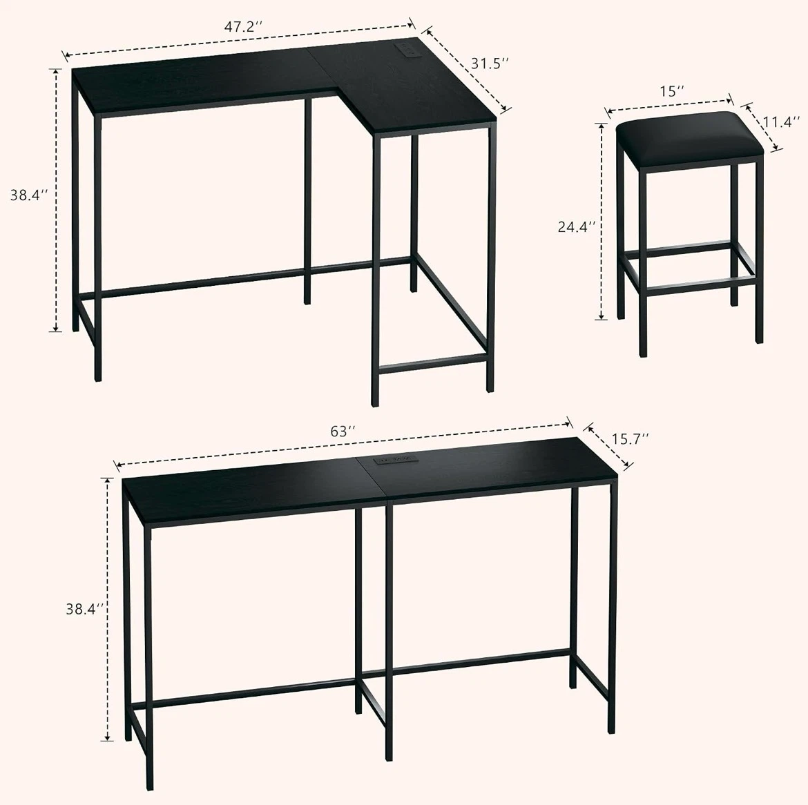 Bar Table and Chairs Set