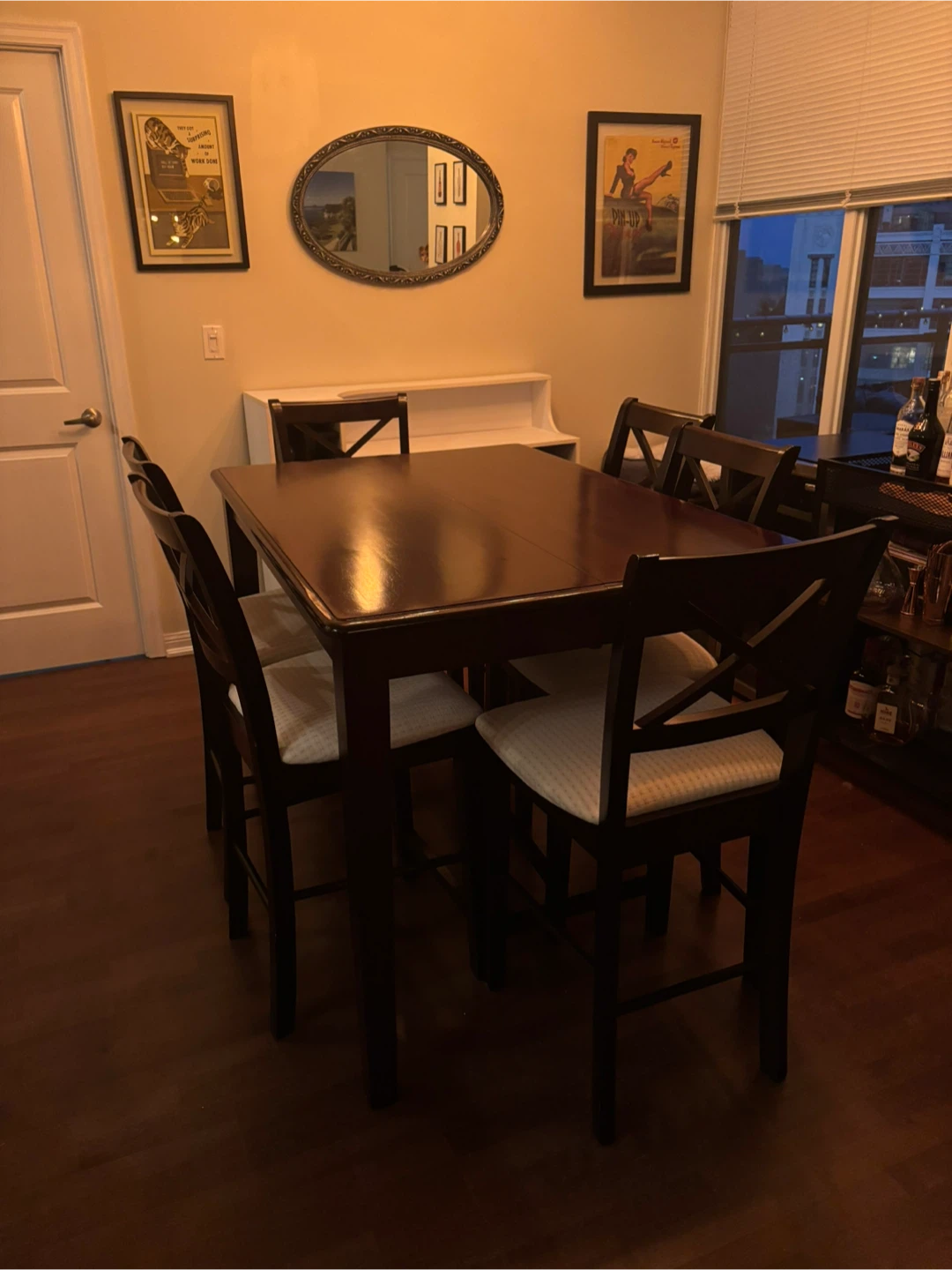 Expandable Pub-Style Dining Table + 8 Chairs