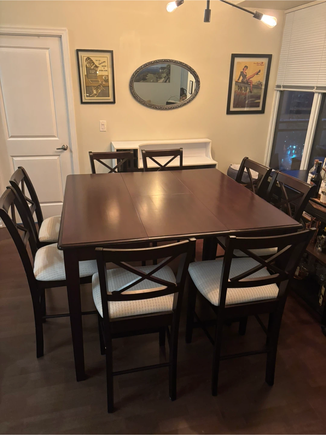Expandable Pub-Style Dining Table + 8 Chairs - photo 2