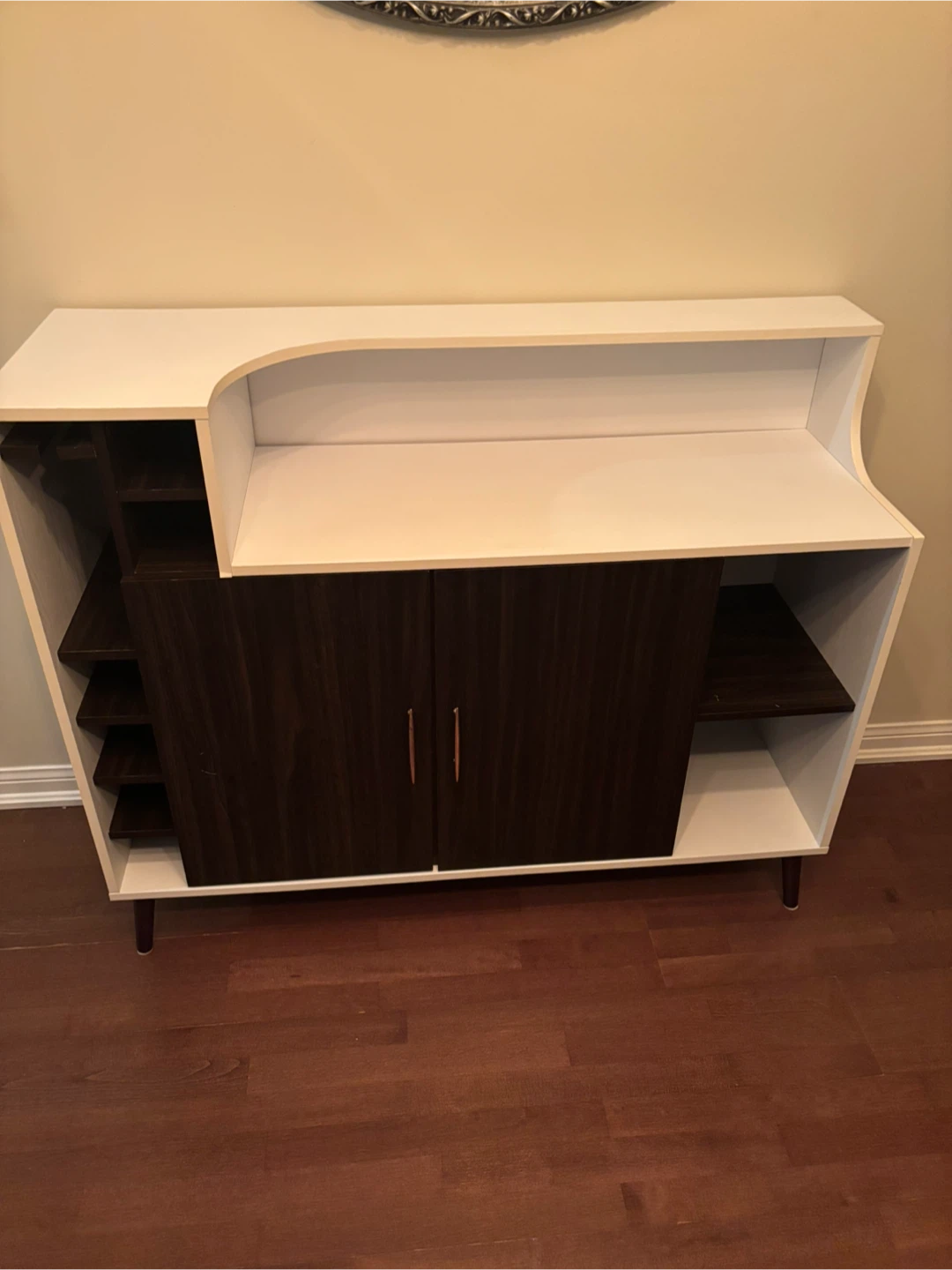 WAYFAIR - White and dark wood buffet or bar cabinet
