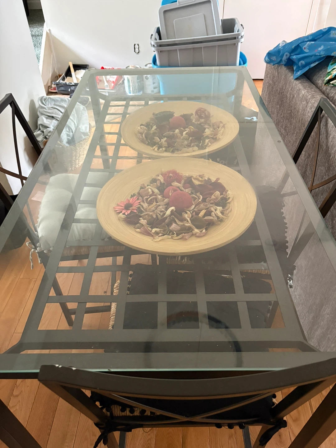 Dining Table with Glass Top and Metal Frame - photo 2