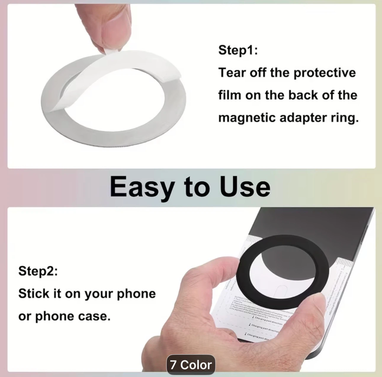 POPPED 1pc Metal Sticker Ring,Universal Adapter Ring PU Leather - photo 3