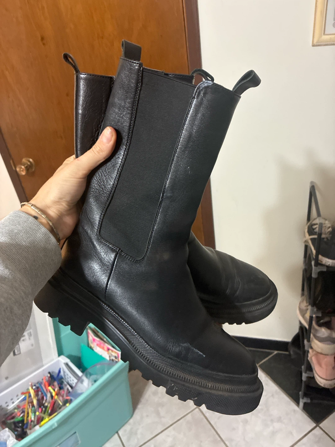 Black Chelsea Lug Sole Boots