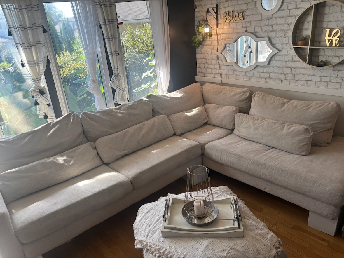 Beige Sectional Sofa with Ottoman - photo 2