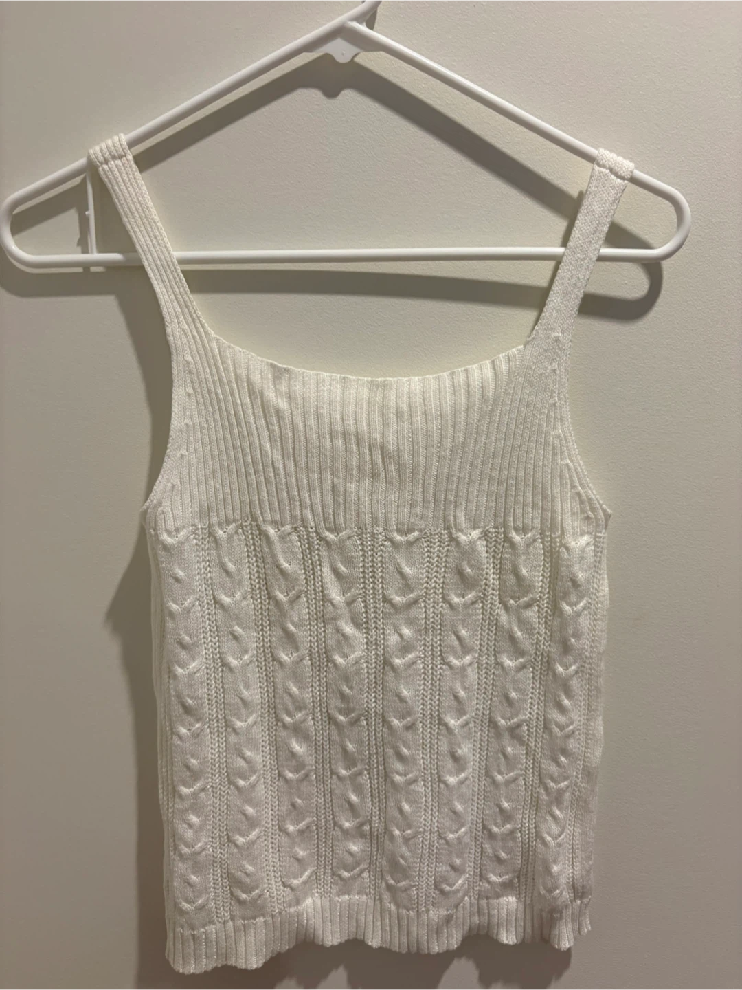 White Cable Knit Cropped Tank Top - photo 2