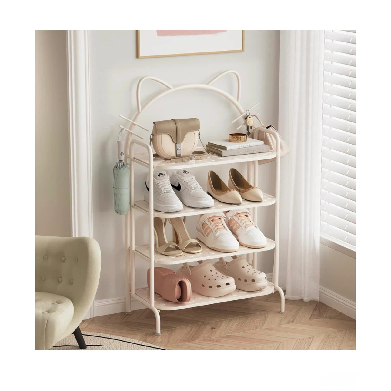 Brand new 17.7 x 9 x 32.3 inches Cute Cat Ear 4 Tier - photo 3