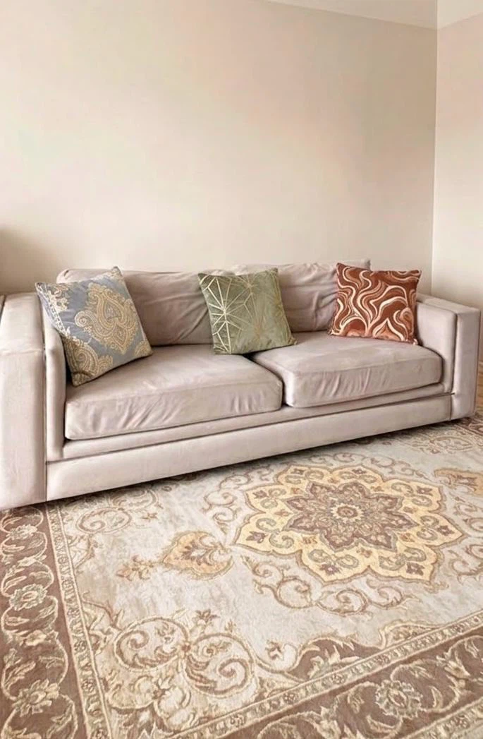 Beige Velvet Tufted Sofa - photo 2