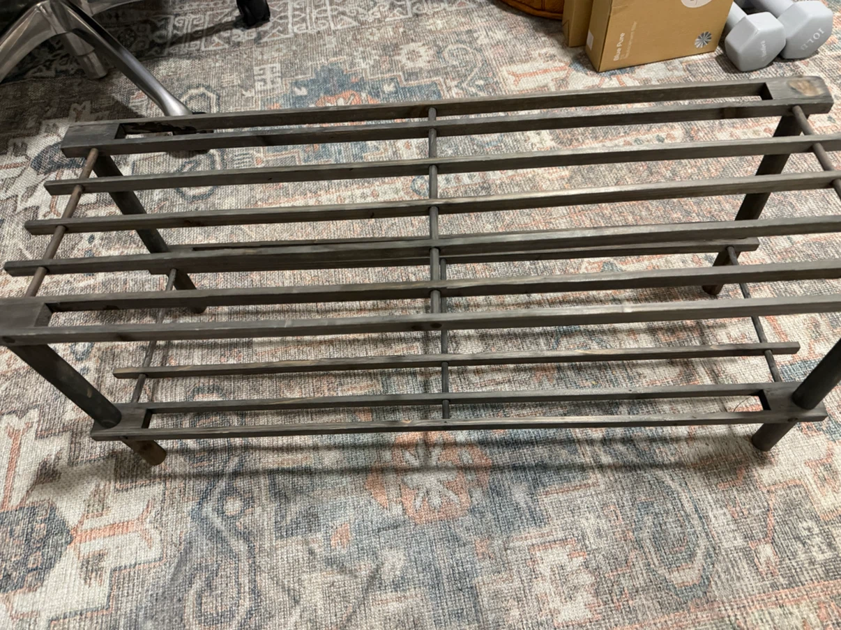 Dark Wood Slat Shoe Rack - photo 2