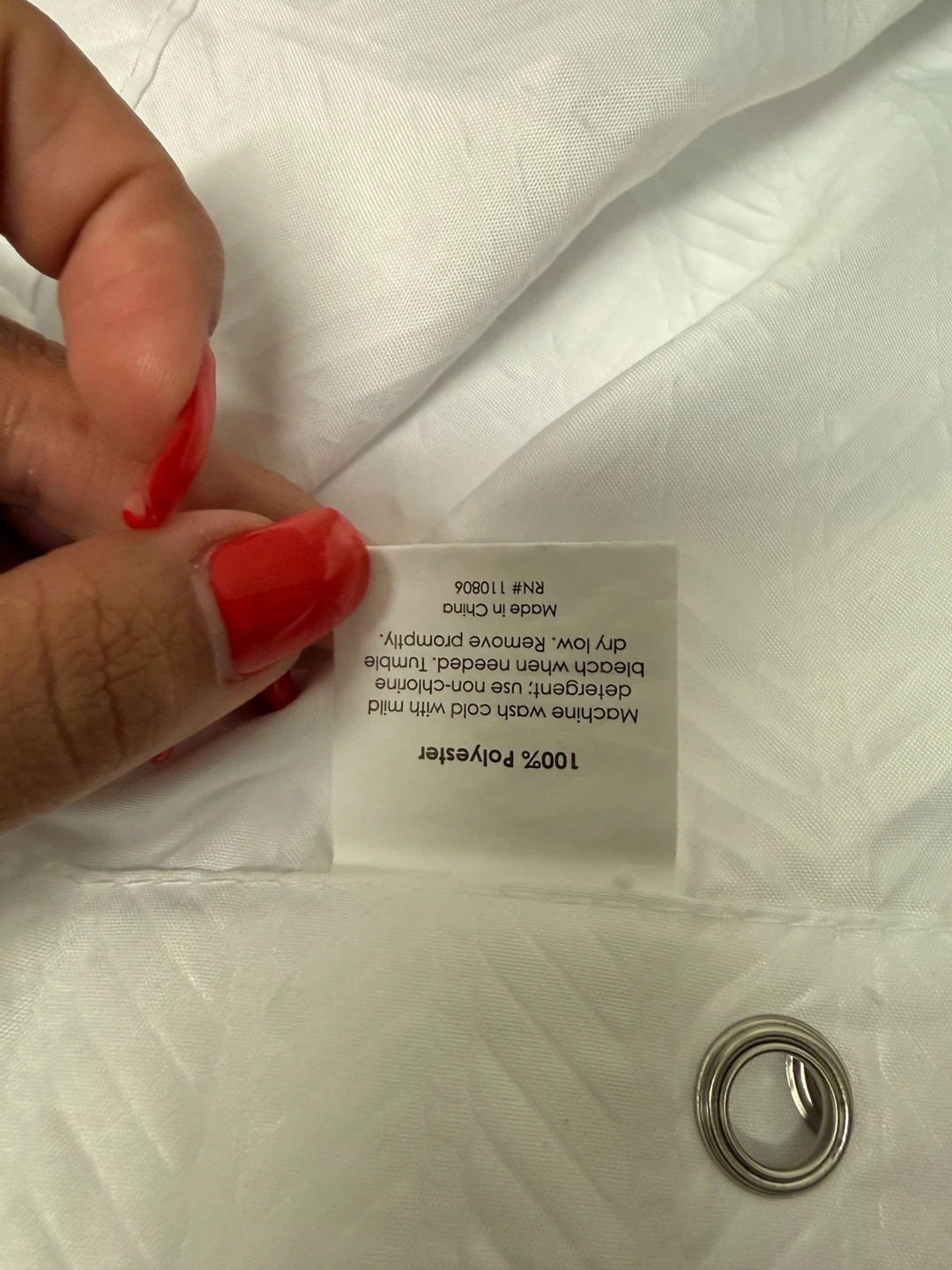 White Shower Curtain with Hooks - photo 3