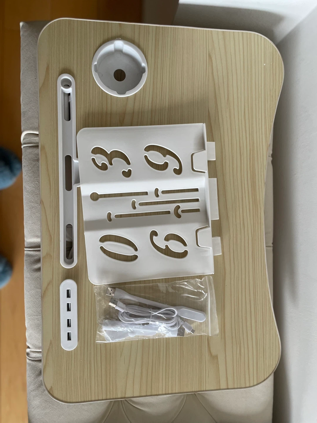Adjustable Laptop Bed Tray with USB Ports and Fan - photo 2