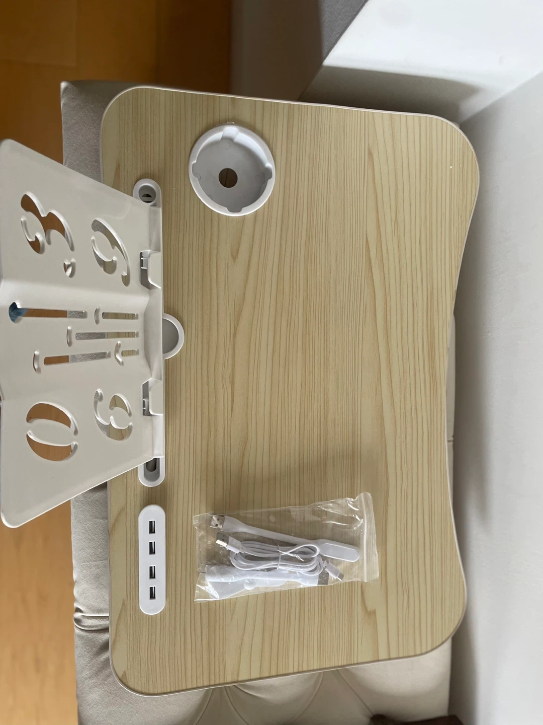 Adjustable Laptop Bed Tray with USB Ports and Fan - photo 3