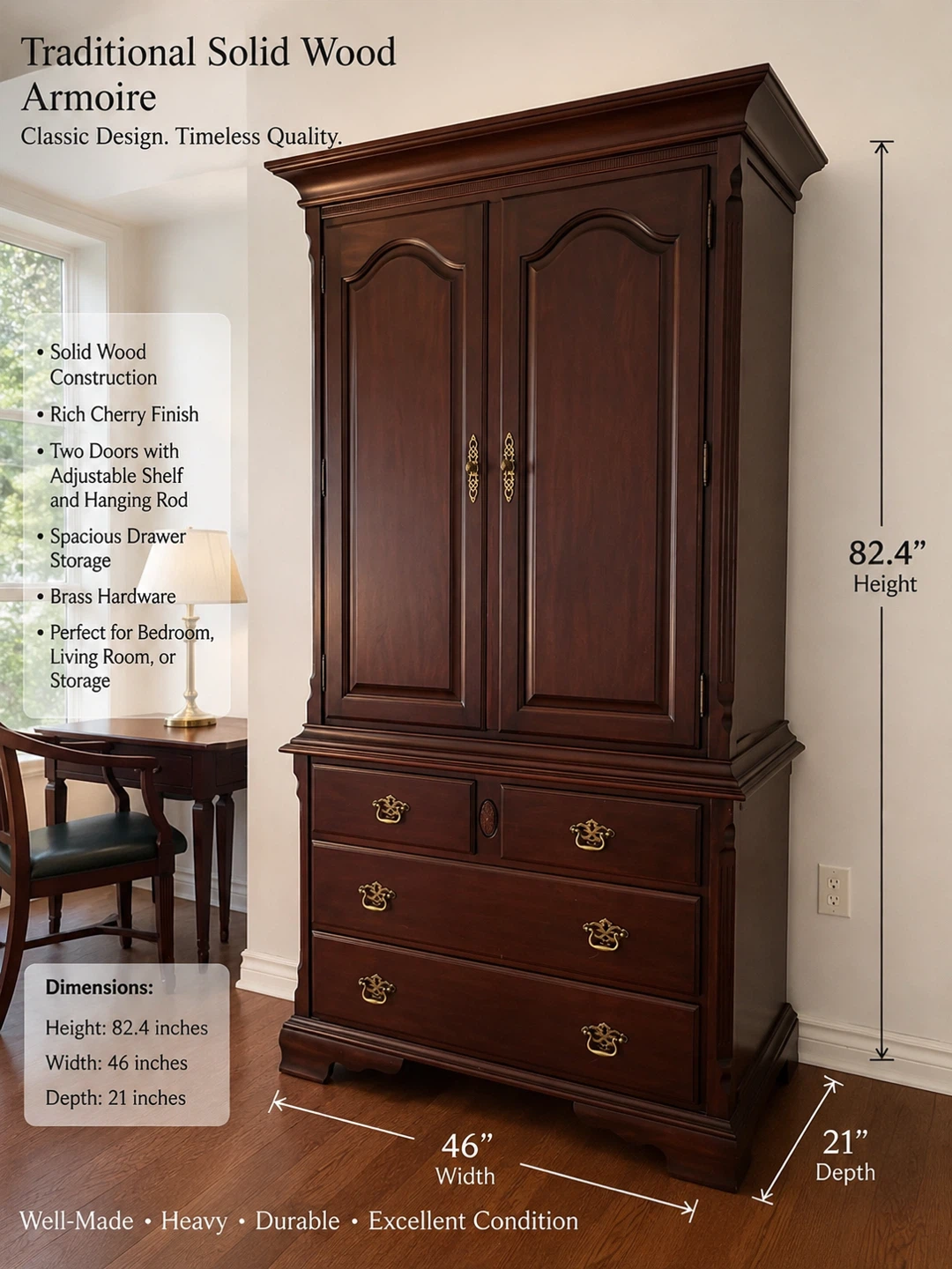 Multiple solid wood furniture items