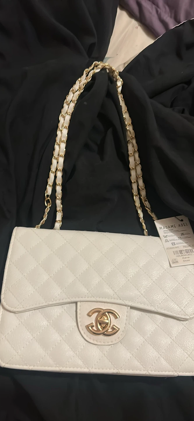 Madame Adel White Quilted Handbag
