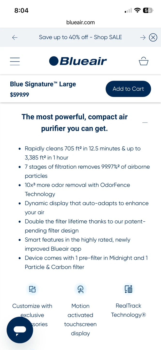 Blueair Blue Signature Large Air Purifier - photo 3