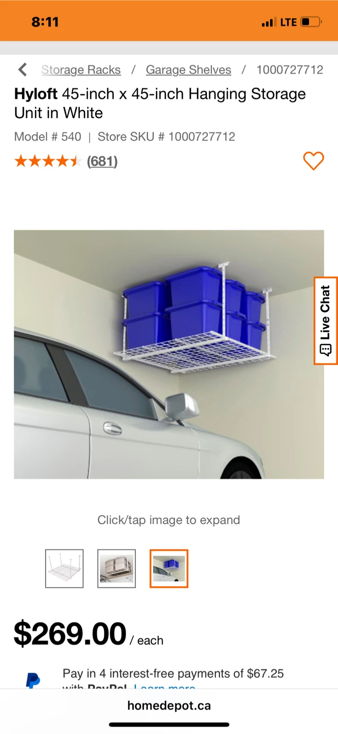 Hyloft storage rack 45”x45”