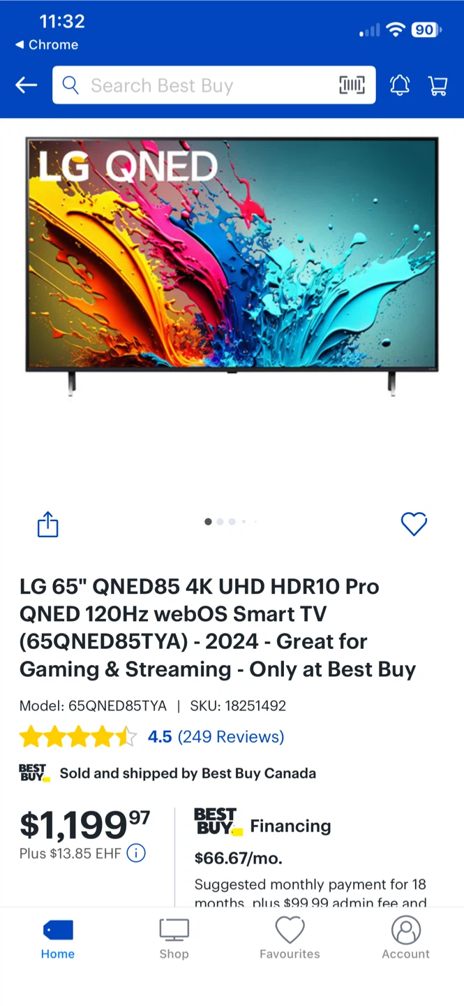 LG 65" QNED85 4K UHD Smart TV