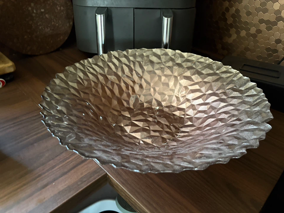 Textured Glass Serving Bowl