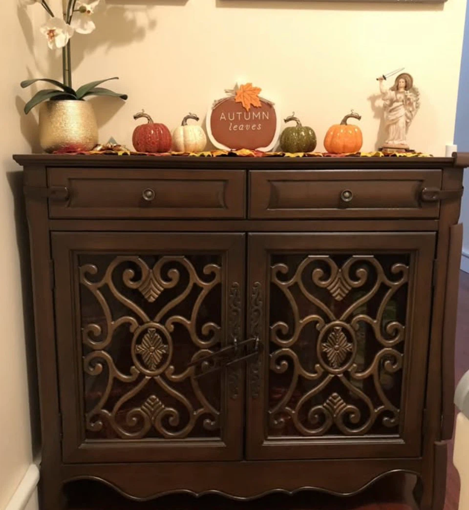 Wooden Cabinet with Decorative Doors and Drawers - photo 3