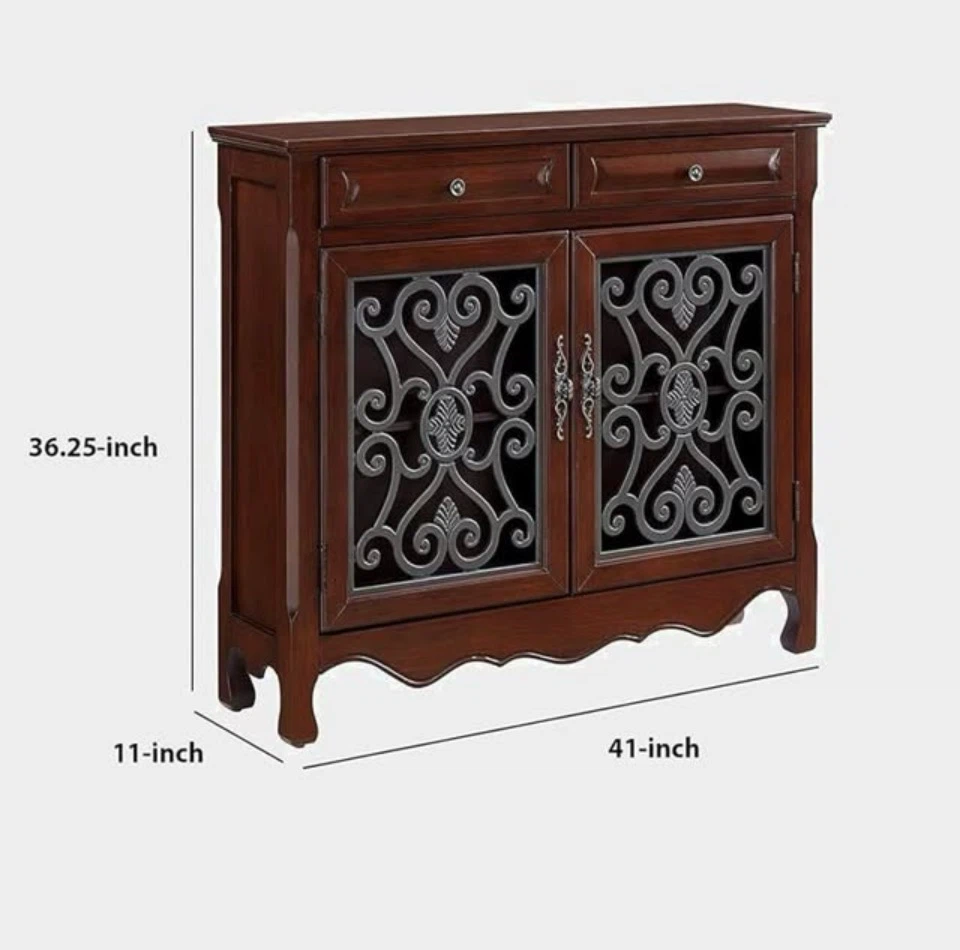 Wooden Cabinet with Decorative Doors and Drawers - photo 4