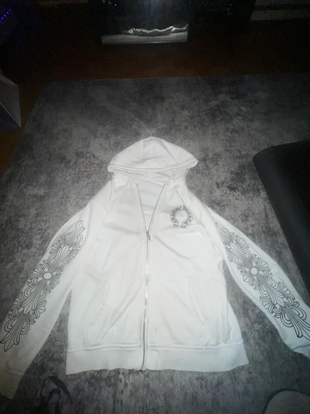 Chrome Hearts White Zip-Up Hoodie