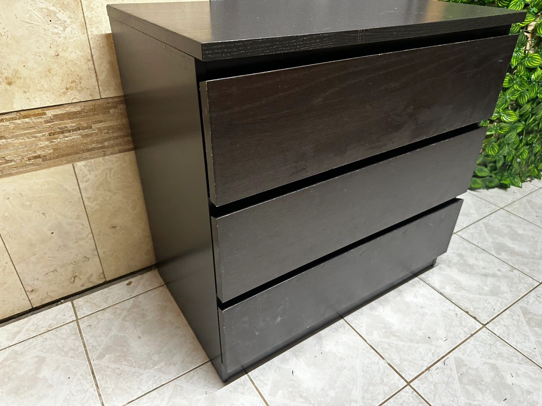 Dark brown IKEA MALM 3‑drawer dresser in good condition