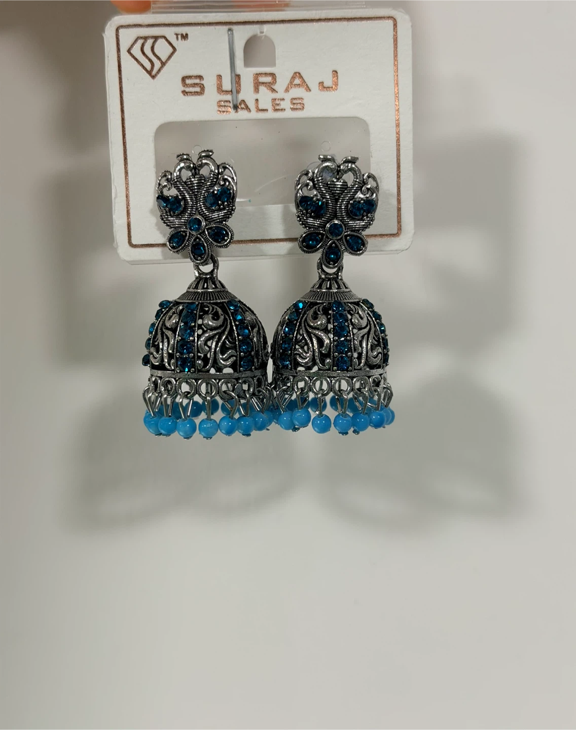 Suraj Sales Jhumka Earrings - Blue