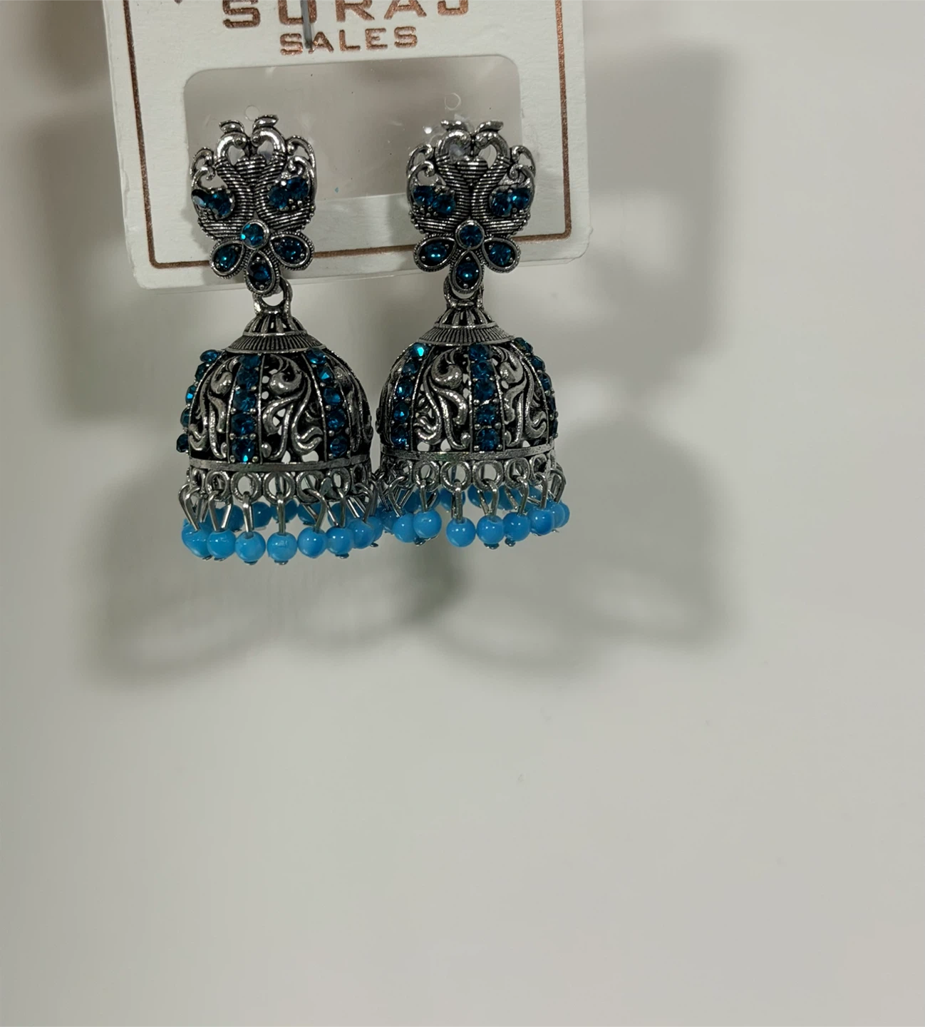 Suraj Sales Jhumka Earrings - Blue - photo 3