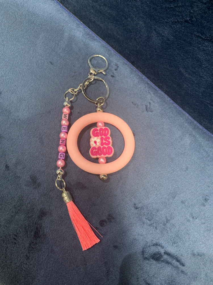 God Is Good Silicone Keychain with YOUR  Personalized Name