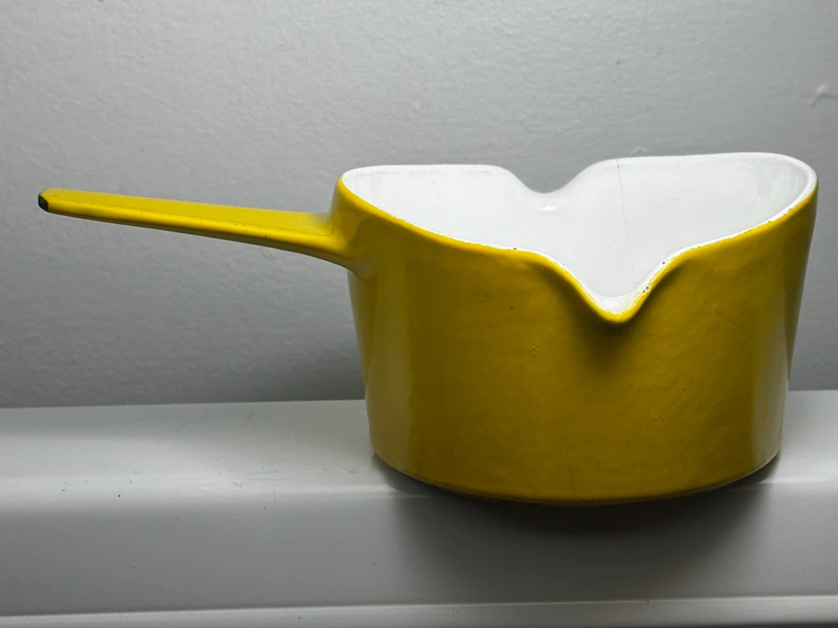 michael lax copco yellow enamel cast iron  sauce pot