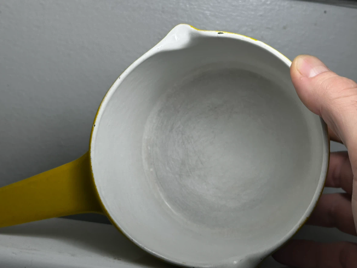 michael lax copco yellow enamel cast iron  sauce pot - photo 2