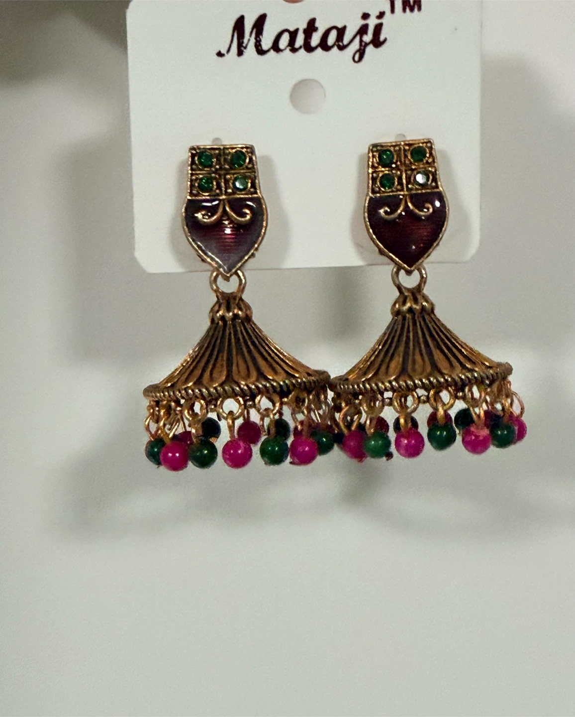 Mattaji Jhumka Earrings with Beads - photo 2