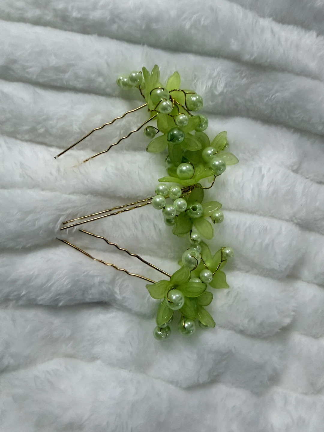 Green Floral Hair Pins (Set of 3) - photo 2