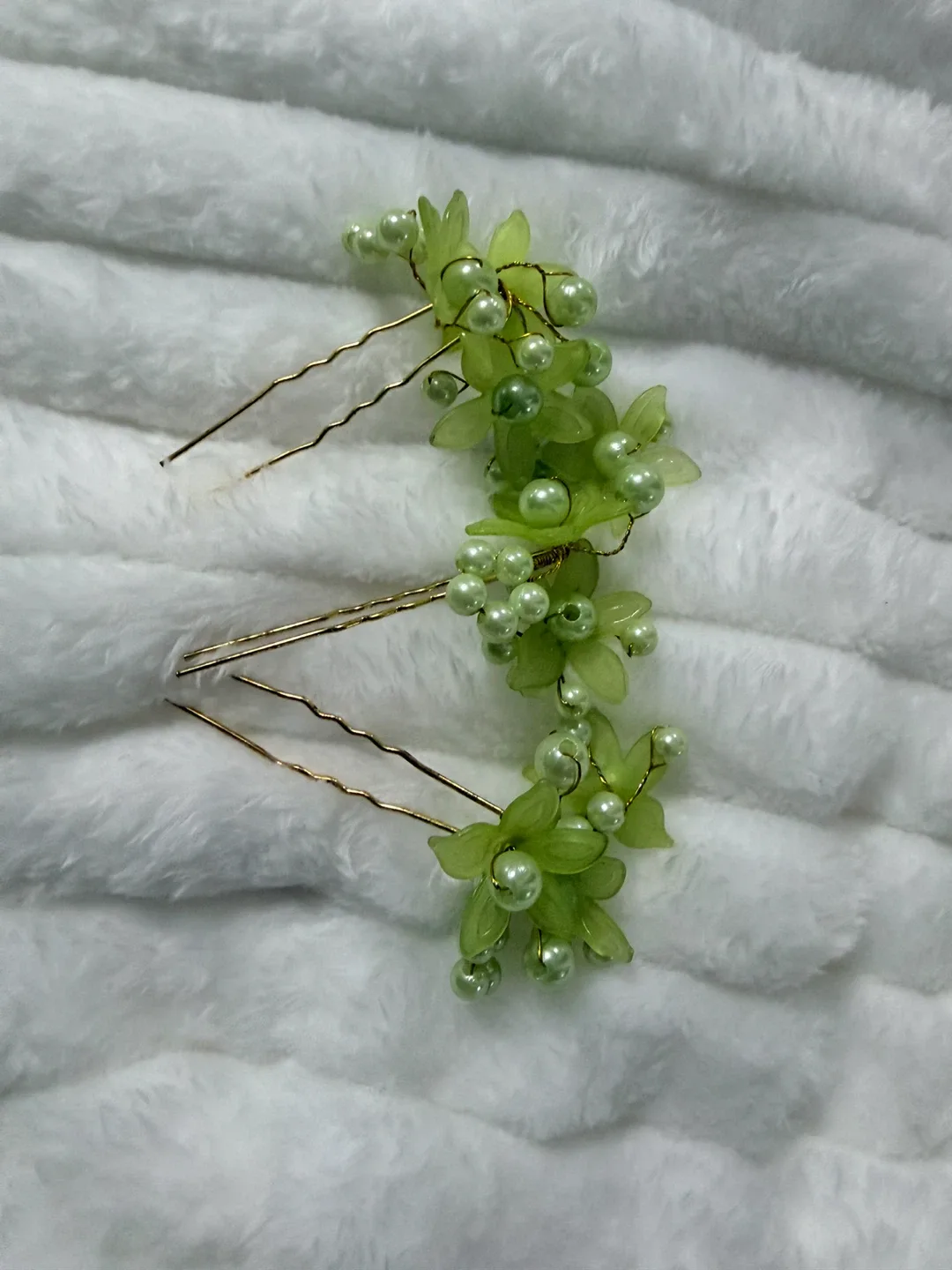 Green Floral Hair Pins (Set of 3) - photo 2