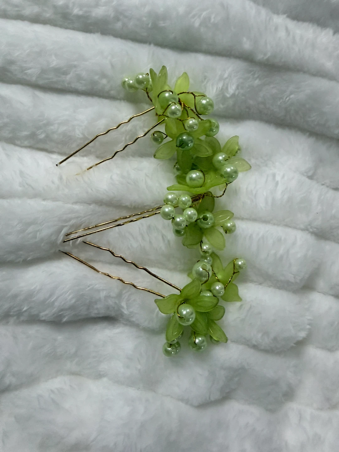Green Floral Hair Pins (Set of 3) - photo 3