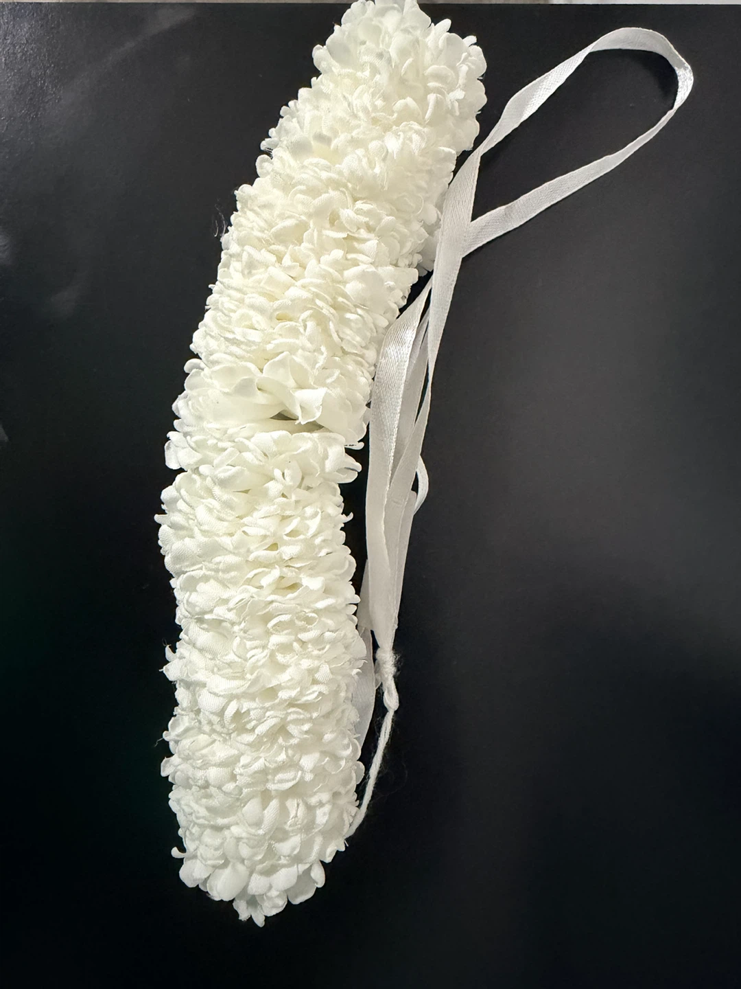 White Floral Garland with Ribbons