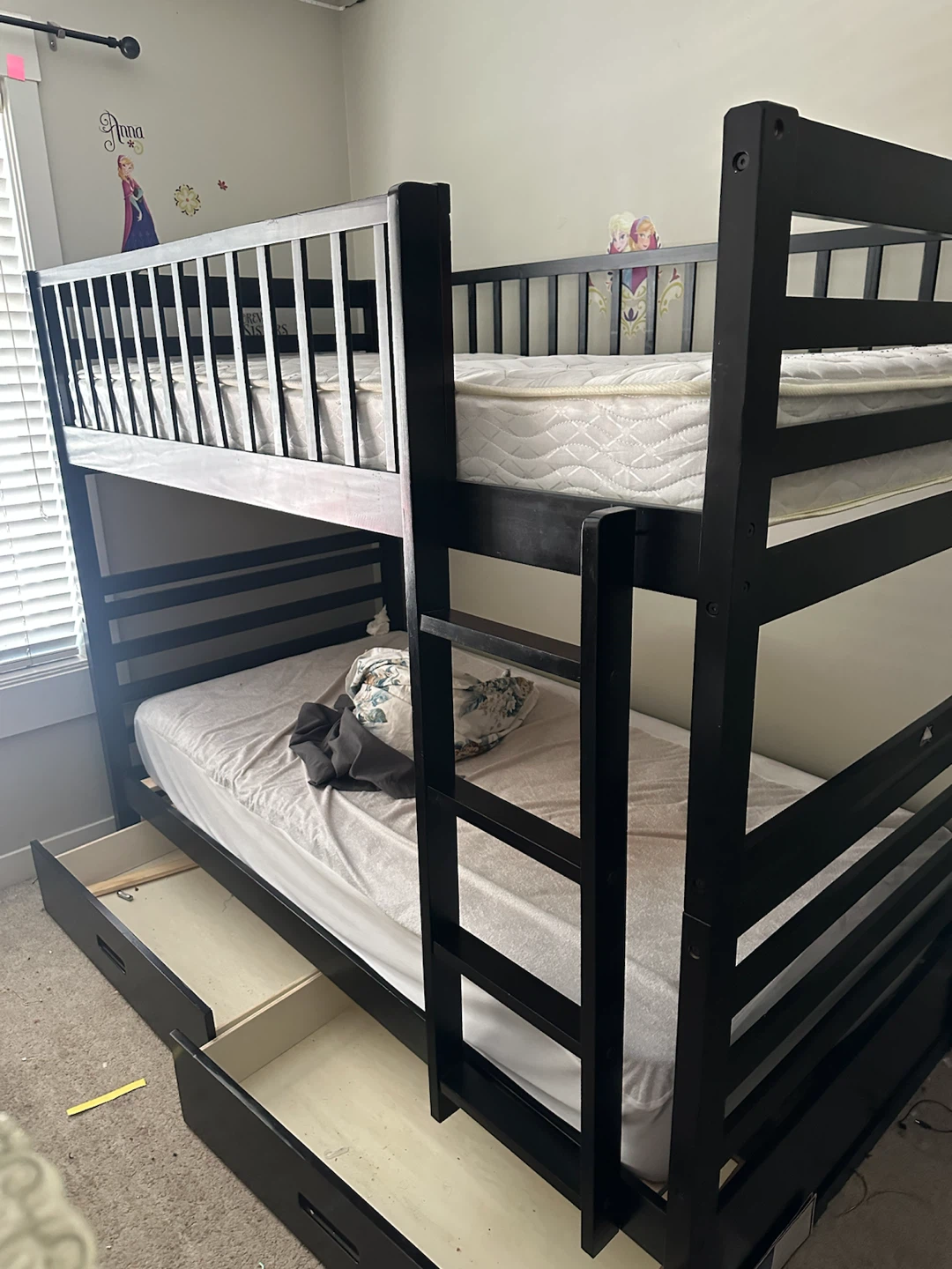 Dark Brown Wooden Bunk Bed with Drawers - photo 2