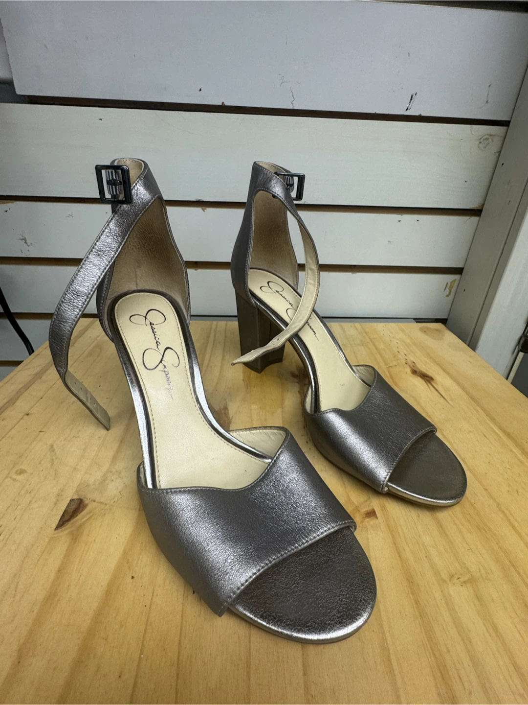Jessica Simpson Silver Block Heel Sandals