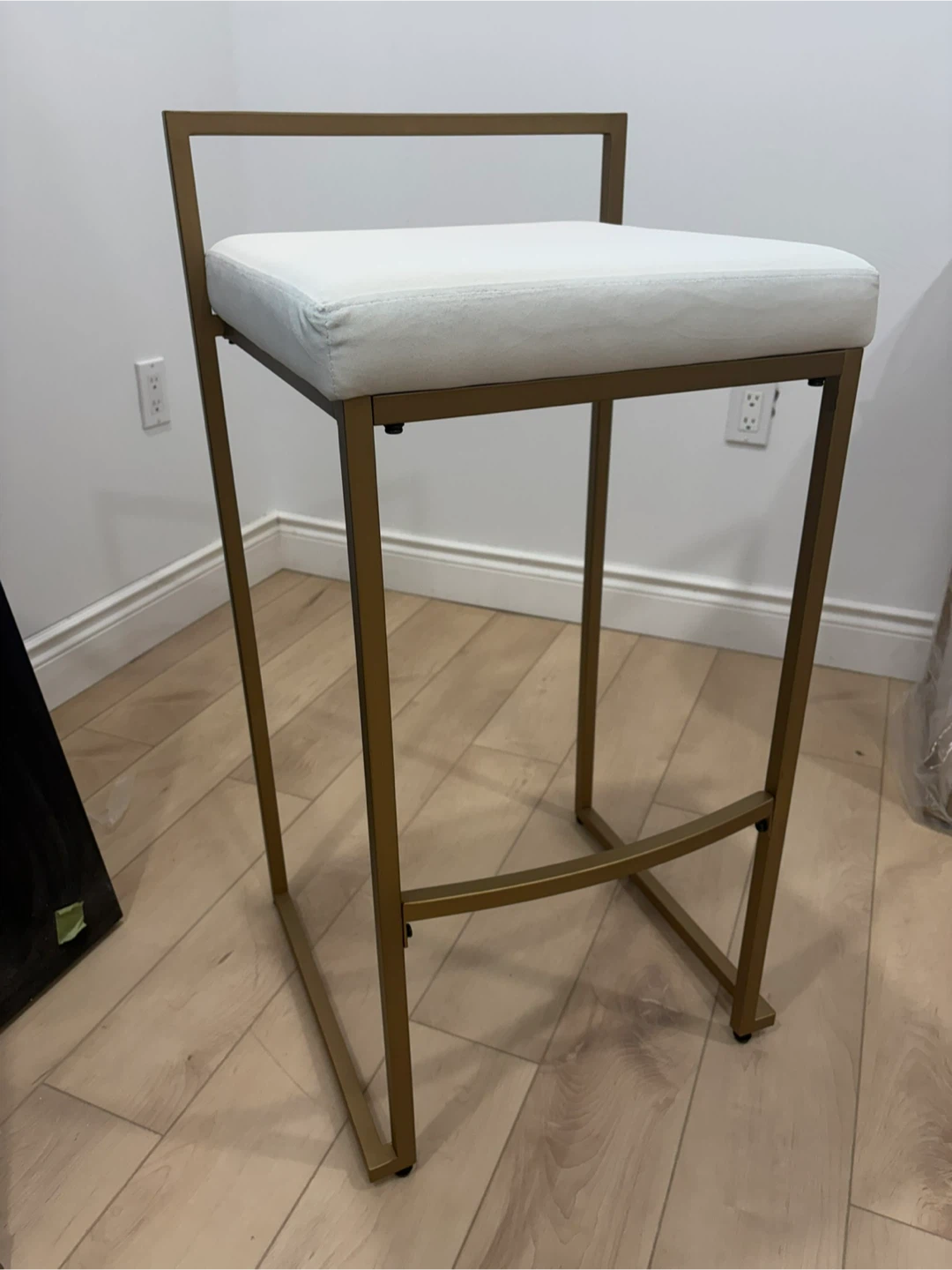 Gold Frame Bar Stool with White Seat