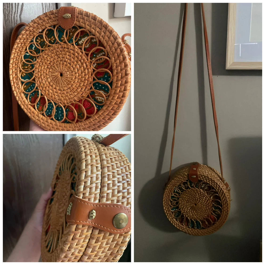 Preloved Round Woven Rattan Bag - Bali inspired