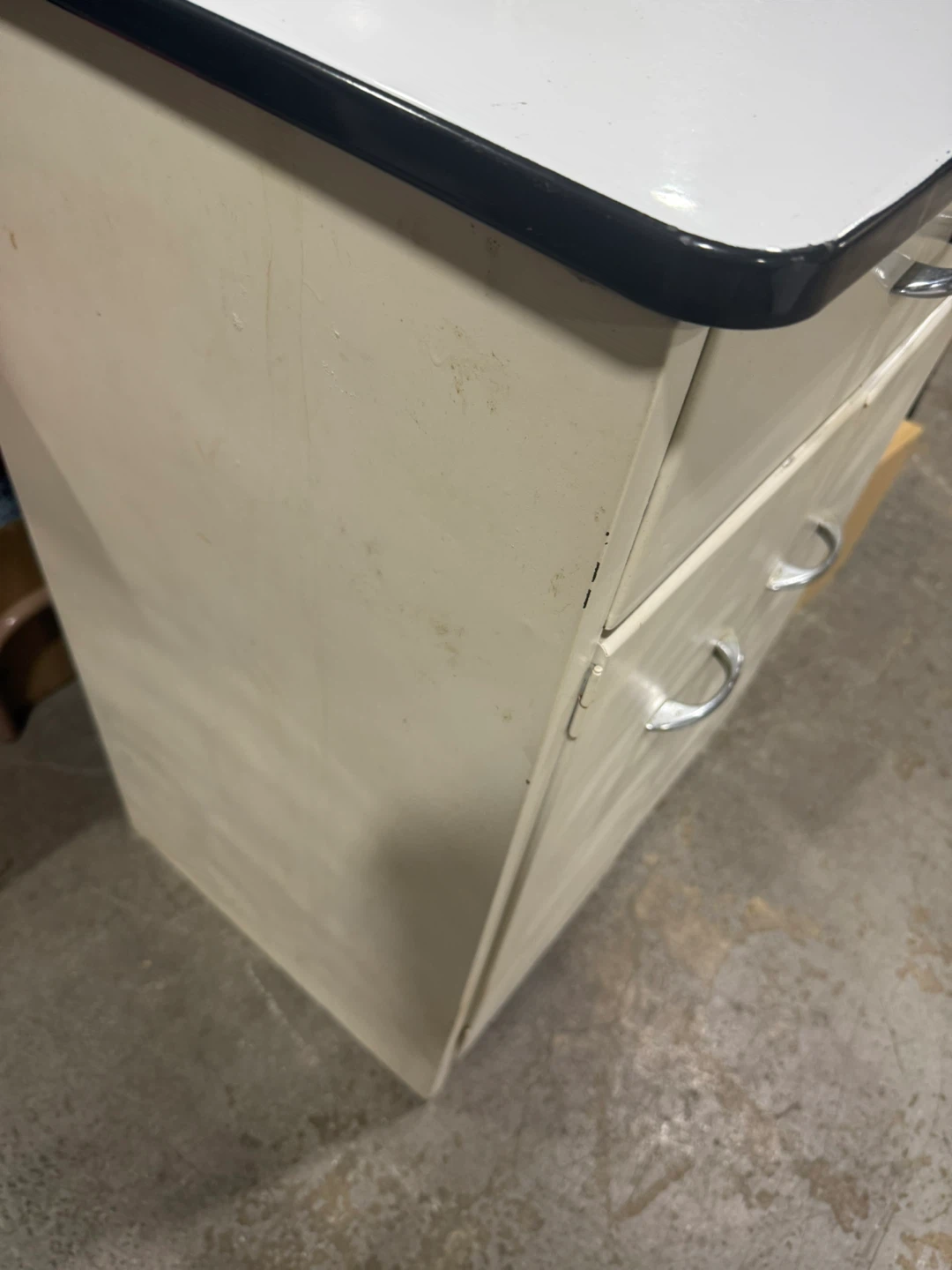 Vintage Metal Cabinet with Drawer and Doors - photo 2
