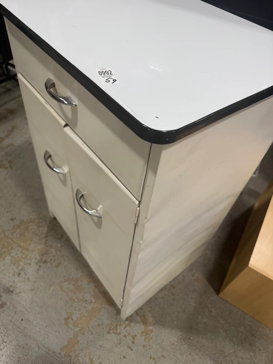 Vintage Metal Cabinet with Drawer and Doors - photo 3