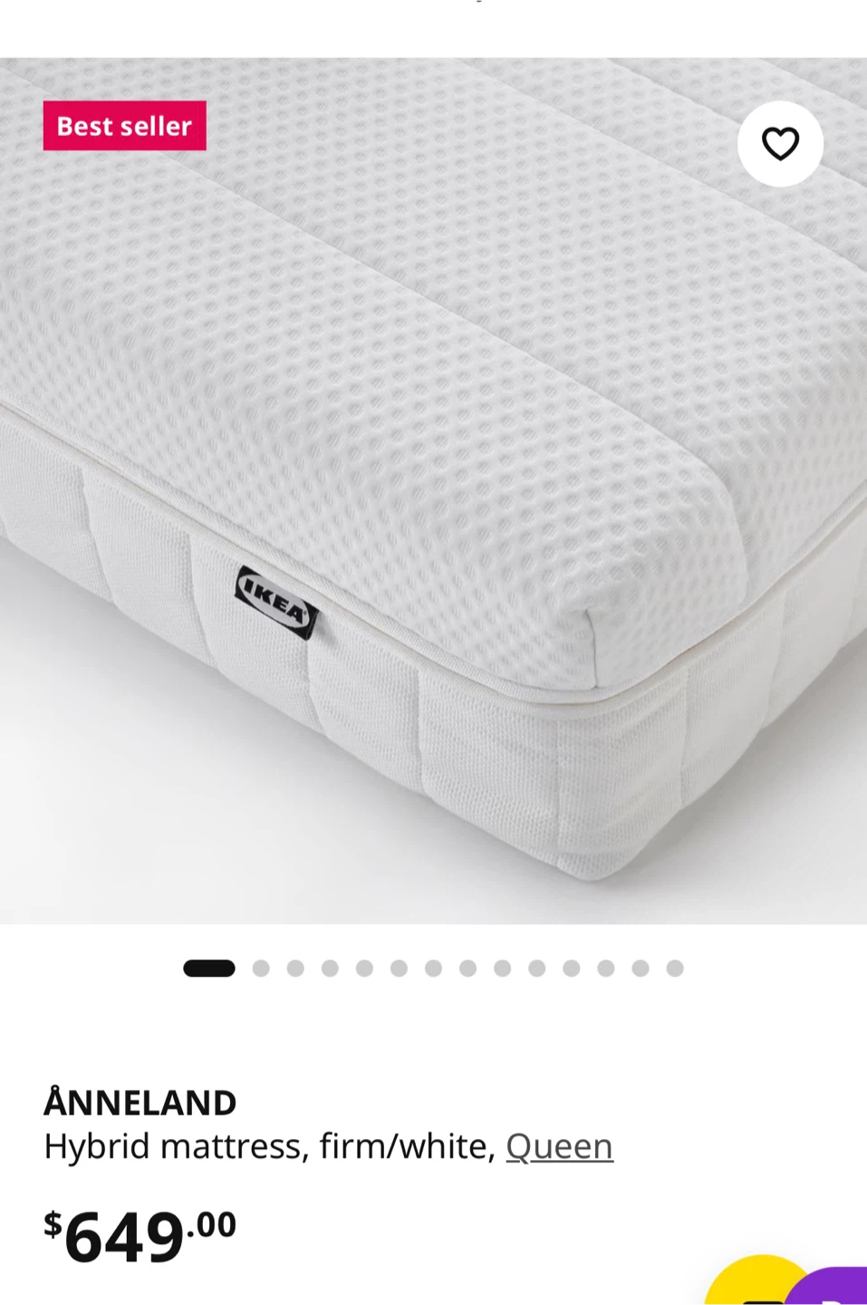 IKEA ÅNNELAND Queen Hybrid Mattress Firm White