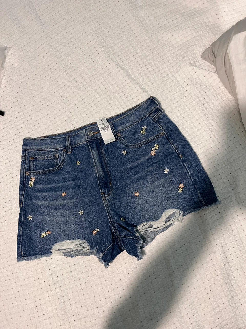 American Eagle Floral Embroidered Denim Shorts