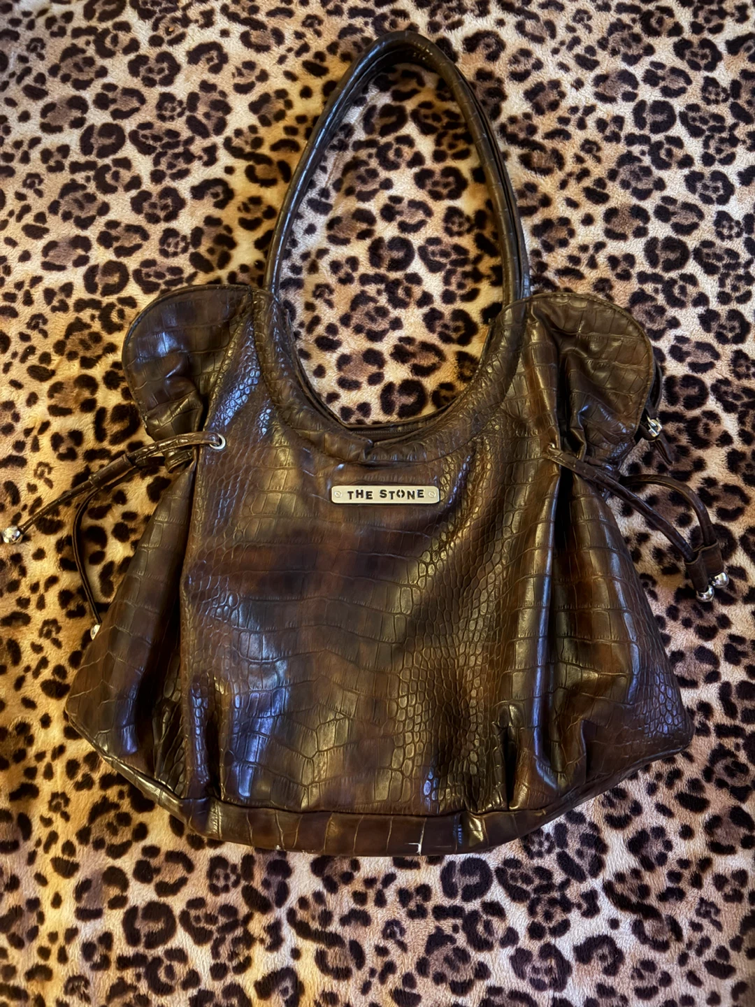 The Stone Croc Embossed Shoulder Bag