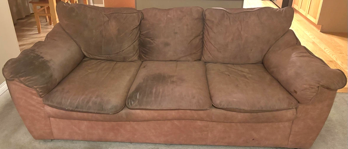 Brown Suede Sofa